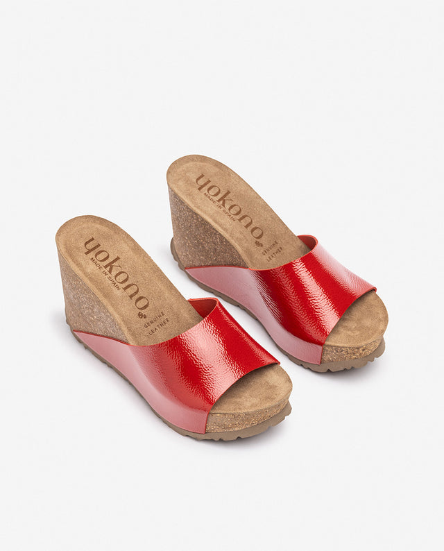 yokono Sandalia de cuña CORFU-253 rojo Ofertas especiales