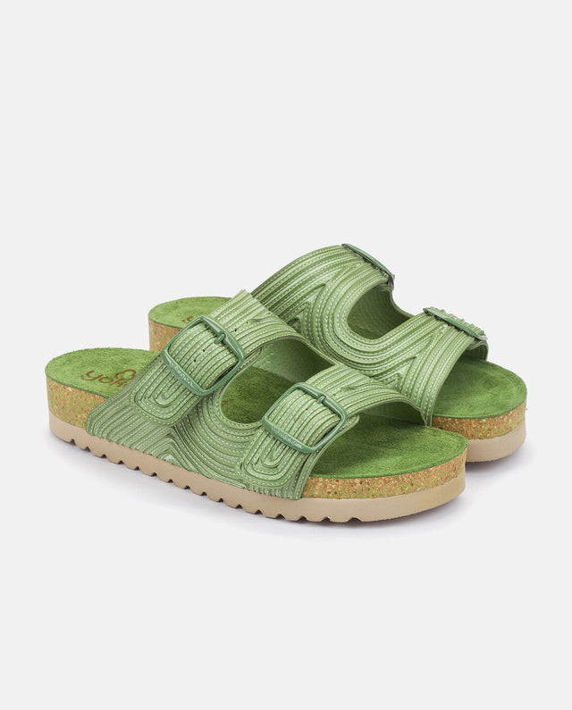 yokono Sandalia plana Noja 003 verde Precio ultrabajo