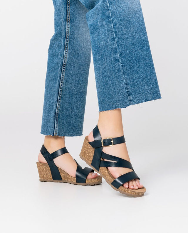 yokono Sandalia cuña Cadiz 302 azul Tienda de fábrica