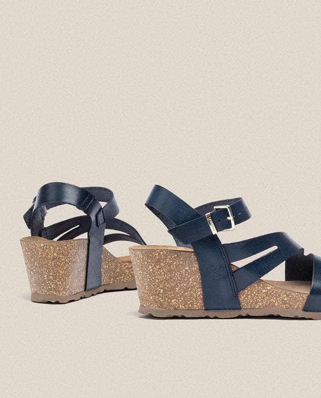 yokono Sandalia cuña Cadiz 302 azul Tienda de fábrica