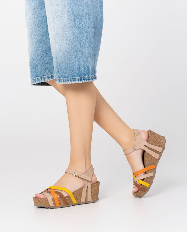 yokono Sandalia cuña Bari 302 beige Rebajas de fin de temporada