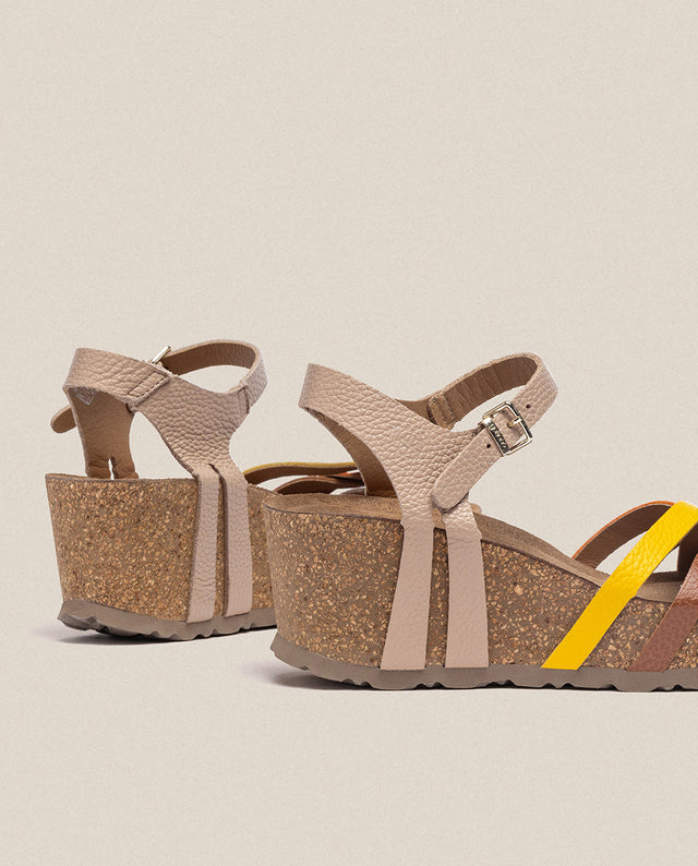 yokono Sandalia cuña Bari 302 beige Rebajas de fin de temporada