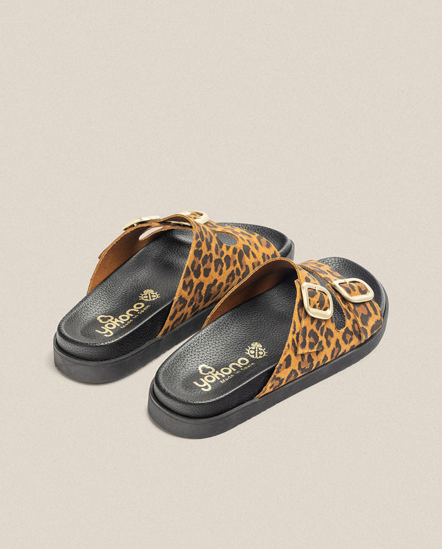 yokono Sandalia plana Morena 700 leopardo Tienda de fábrica