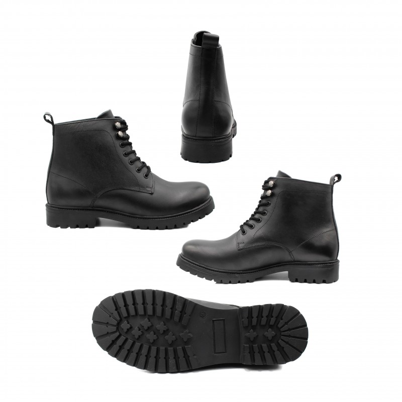 zerimar shoes Botas con suela track de piel con cordones estilo militar Oferta especial de fábrica