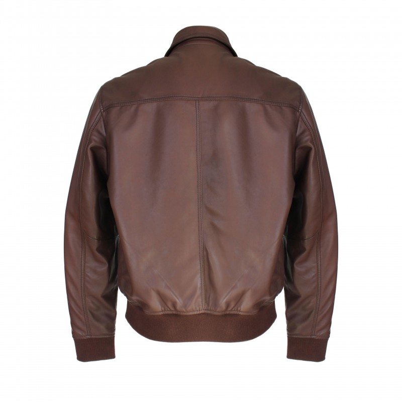zerimar shoes Chaqueta bomber de piel con cuello clasico TIGANO Tienda de fábrica