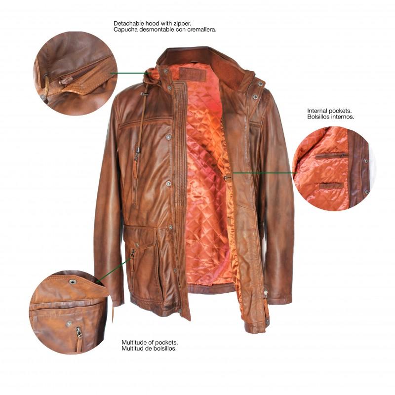 zerimar shoes Parka de piel con capucha removible MASERTO Última moda