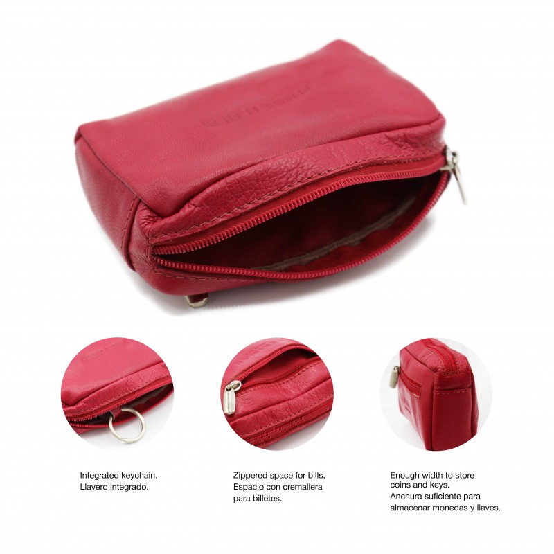 zerimar shoes Monedero de piel con llavero 7x11 cm CHERRY Descuento por venta flash