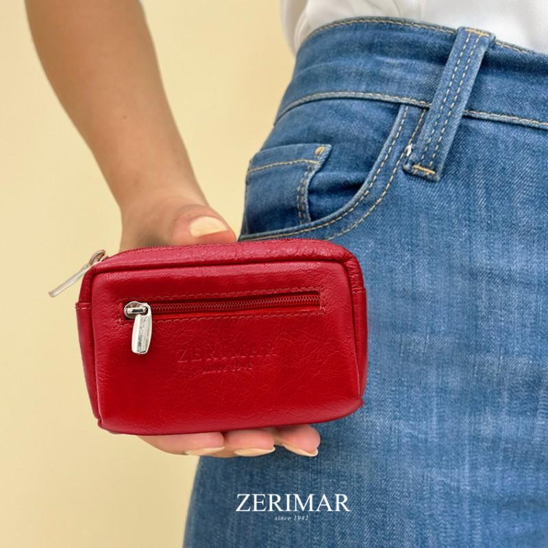 zerimar shoes Monedero de piel con llavero 7x11 cm CHERRY Descuento por venta flash