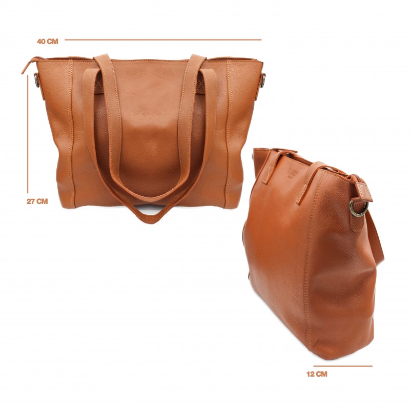 zerimar shoes Bolso de piel con cremallera y doble asa 27x40x12 cm YOURS Ofertas