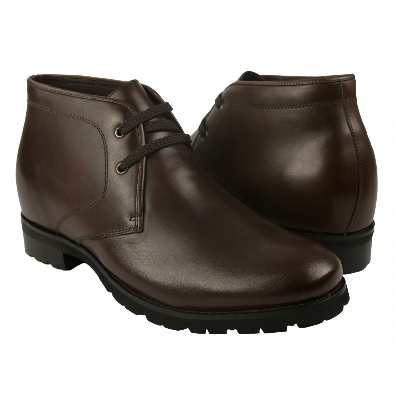 zerimar shoes Botas de piel con alzas interiores de 7 cm color marron Solo hoy