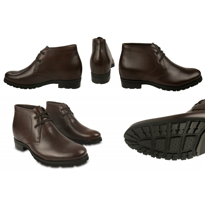 zerimar shoes Botas de piel con alzas interiores de 7 cm color marron Solo hoy