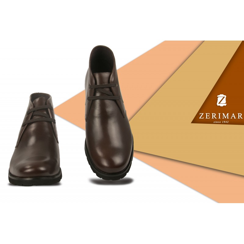 zerimar shoes Botas de piel con alzas interiores de 7 cm color marron Solo hoy