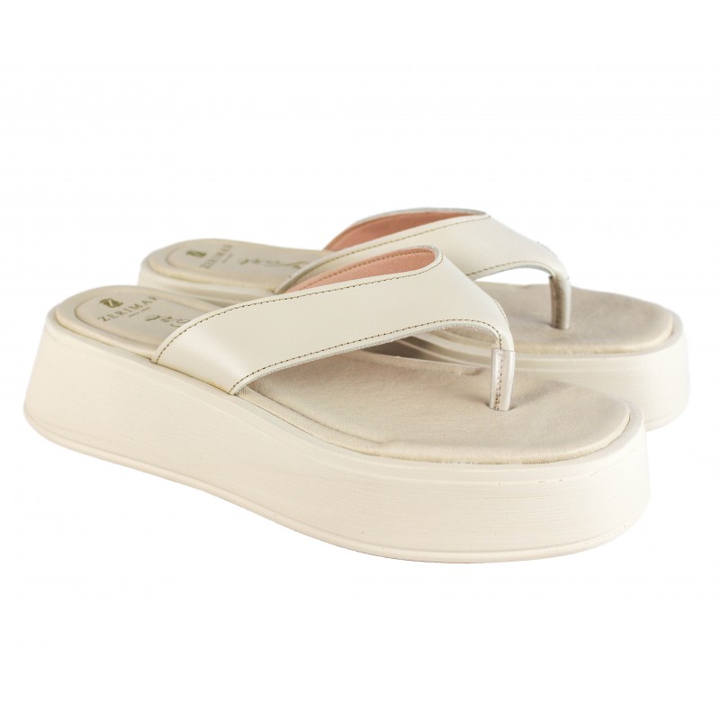 zerimar shoes Chanclas de piel con plataforma modelo DMR En oferta