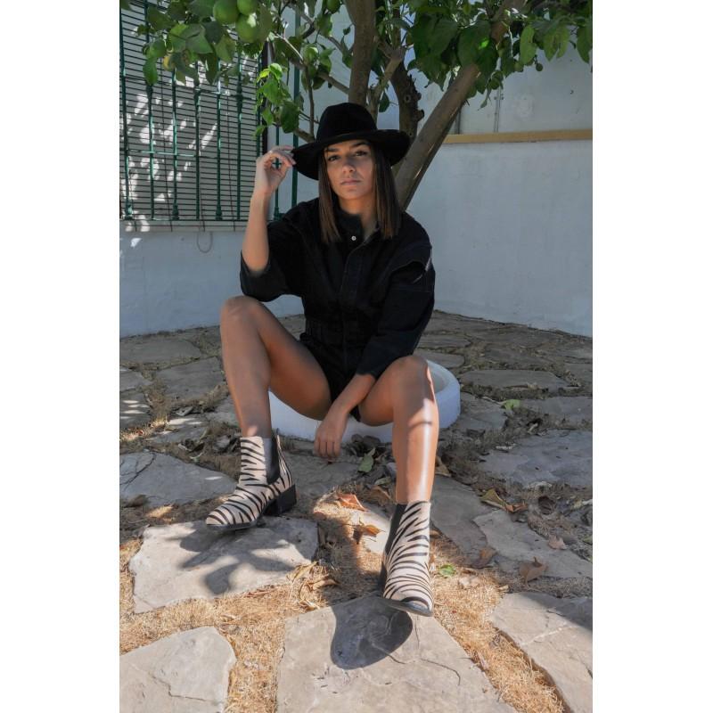 zerimar shoes Botin de piel animal print con cierre elastico Rebajas de fin de temporada
