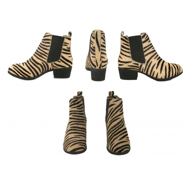 zerimar shoes Botin de piel animal print con cierre elastico Rebajas de fin de temporada