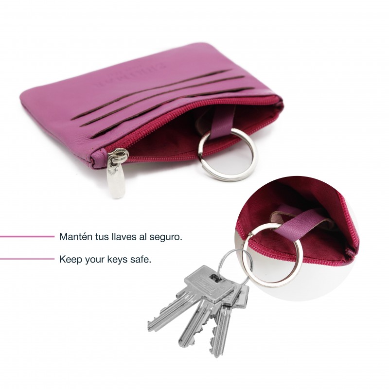 zerimar shoes Monedero de piel con cremallera y llavero 8x10 5 cm Ofertas