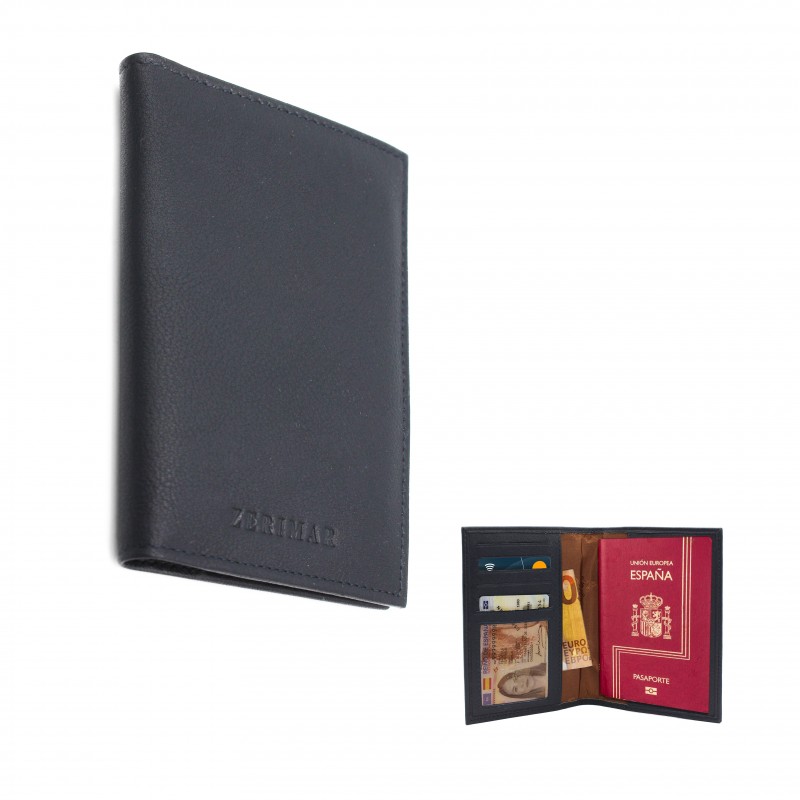 zerimar shoes Cartera funda pasaporte de piel multiespacio 14x10 cm En oferta