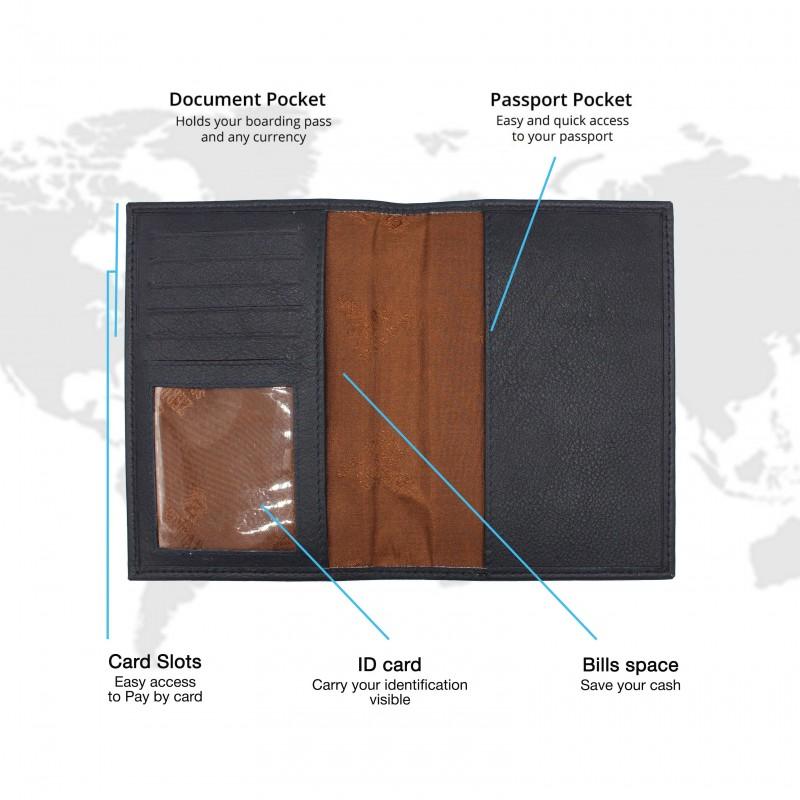 zerimar shoes Cartera funda pasaporte de piel multiespacio 14x10 cm En oferta