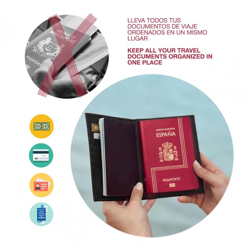 zerimar shoes Cartera funda pasaporte de piel multiespacio 14x10 cm En oferta
