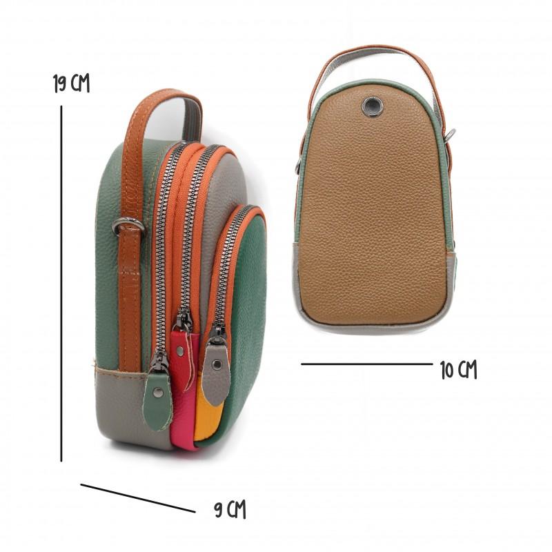 zerimar shoes Bolso bandolera de piel multibolsillos 19x10x9 cm Rebajas baratas