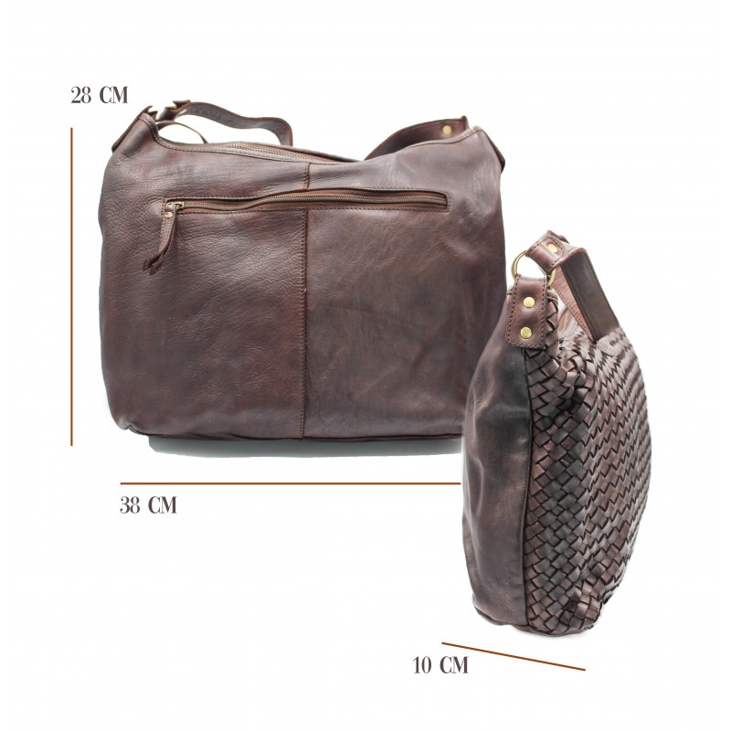 zerimar shoes Bolso de piel trenzado 38x28x10 cm Oferta especial de fábrica