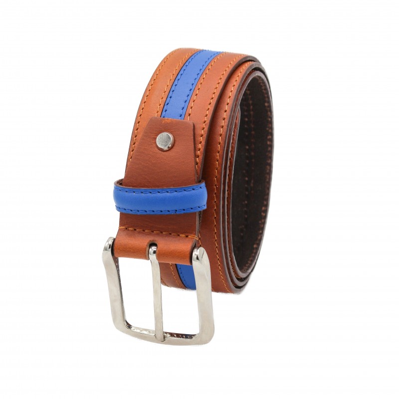 zerimar shoes Cinturón de piel con linea azul 39 mm