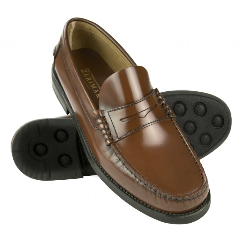 zerimar shoes Mocasines burdeos de piel natural con antifaz talla PLUS En línea