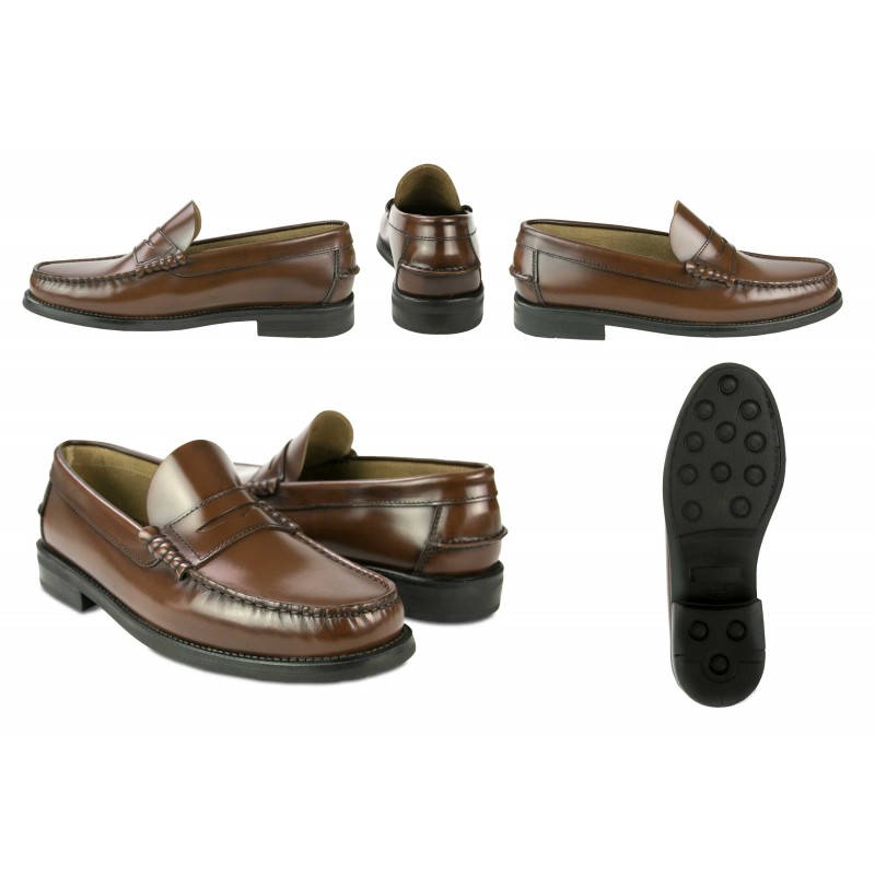 zerimar shoes Mocasines burdeos de piel natural con antifaz talla PLUS En línea