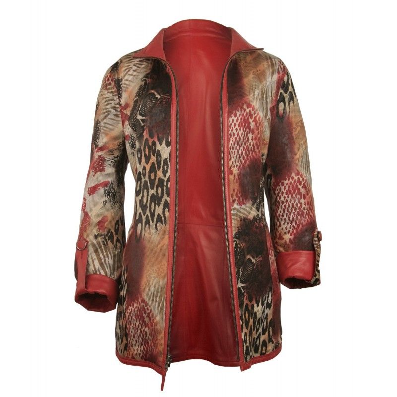 zerimar shoes Chaqueta reversible de cuero larga con cierre de cremallera Rebajas baratas