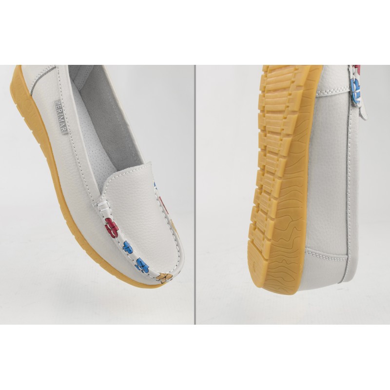 zerimar shoes Mocasines de piel con flores y plantilla comfort Rebajas de fábrica