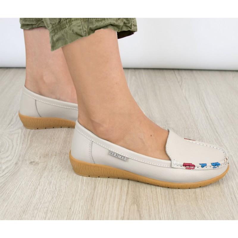 zerimar shoes Mocasines de piel con flores y plantilla comfort Rebajas de fábrica