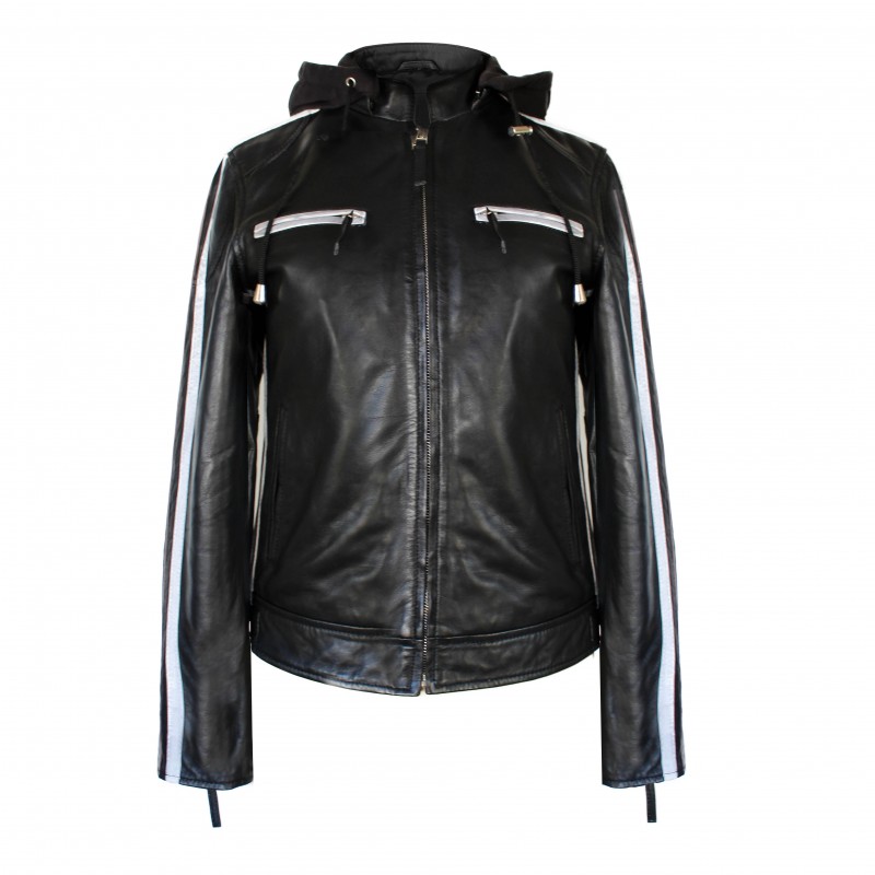 zerimar shoes Chaqueta de piel con capucha removible BALLWO1 Descuento