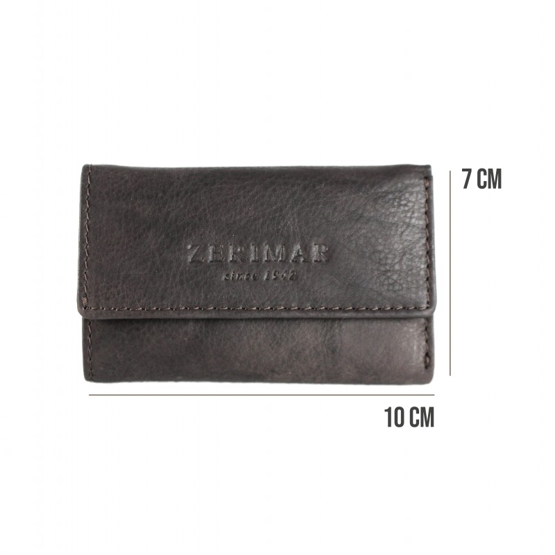 zerimar shoes Porta llaves de piel con bolsillo de cremallera 10x7 cm Limitado a 3 días