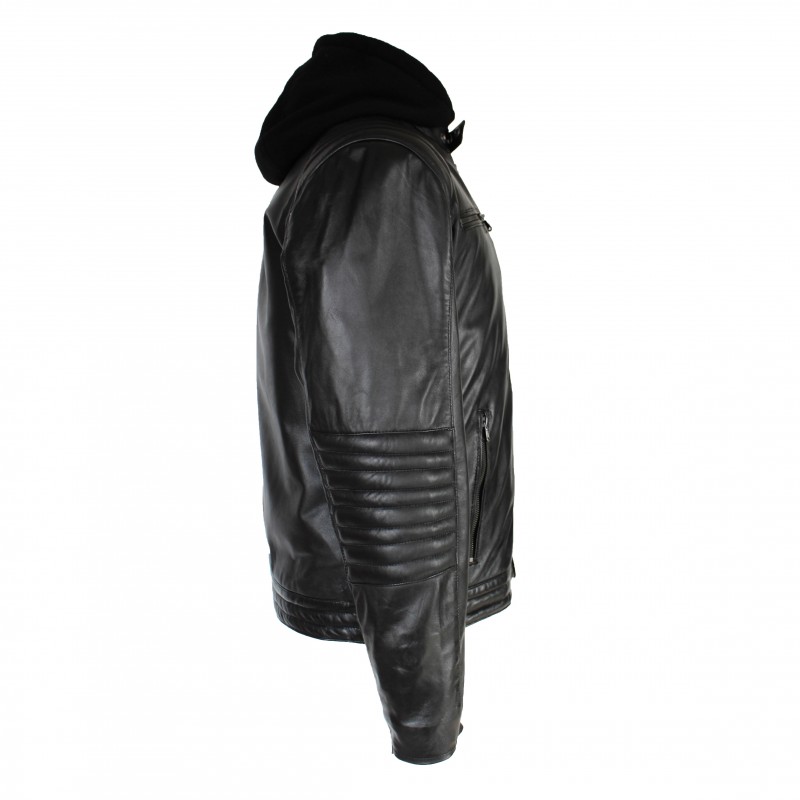 zerimar shoes Chaqueta de piel con capucha removible BANDO Libre de impuestos
