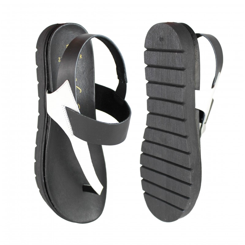 zerimar shoes Sandalias planas de piel bicolor modelo PINGUES Última moda