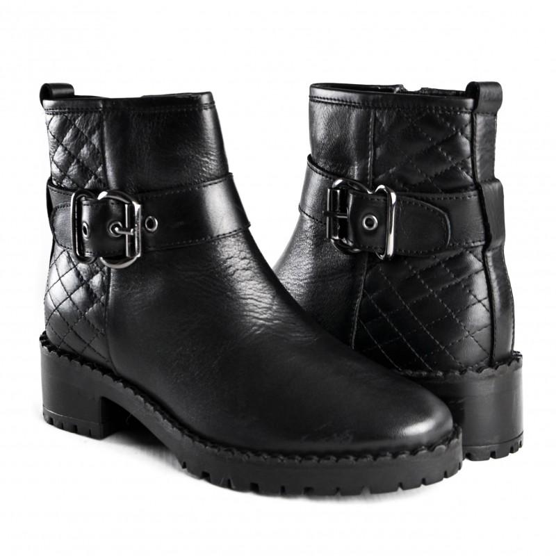 zerimar shoes Botines de piel acolchados con hebilla y cremallera Outlet