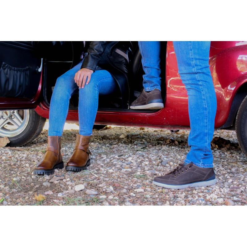 zerimar shoes Botines de piel con doble hebilla y cremallera Outlet online