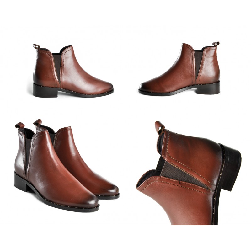 zerimar shoes Botines de piel con elástico y tachuelas Rebajas
