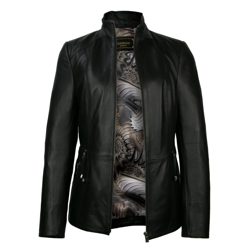 zerimar shoes Chaqueta de piel con cremallera modelo KINLEY Venta caliente