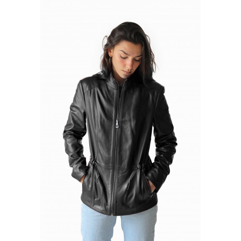 zerimar shoes Chaqueta de piel con cremallera modelo KINLEY Venta caliente