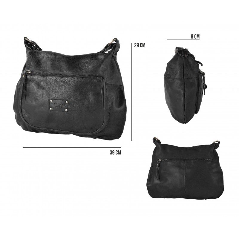 zerimar shoes Bolso de piel con correa y multicremallera VIKTOR 39x29x8 cm Rebajas de fábrica