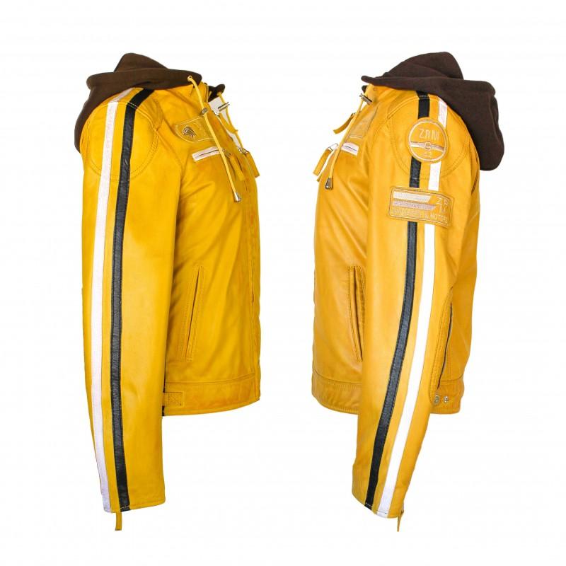 zerimar shoes Chaqueta de piel con parches y capucha removible BALLWO Oferta especial