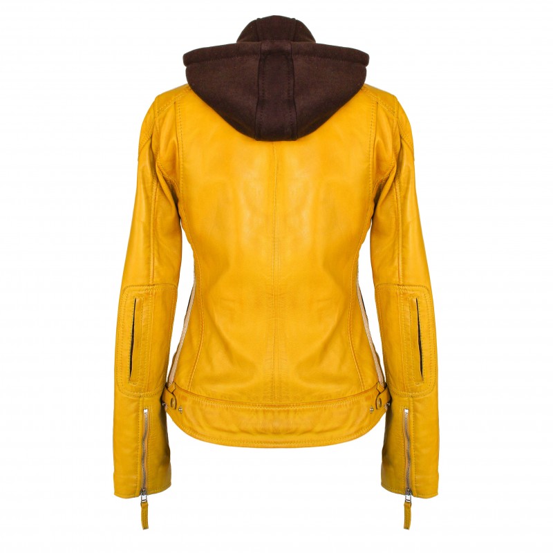 zerimar shoes Chaqueta de piel con parches y capucha removible BALLWO Oferta especial