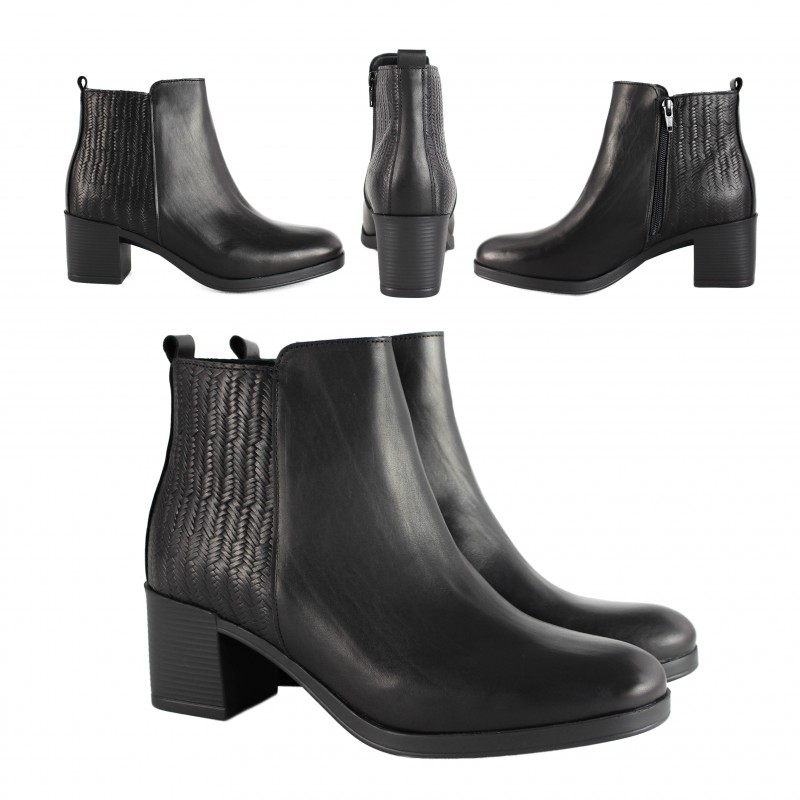 zerimar shoes Botines de piel con tacon y detalle trenzado COMPRAR AHORA