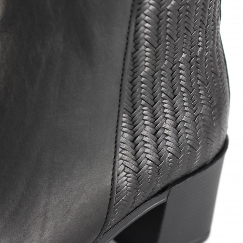 zerimar shoes Botines de piel con tacon y detalle trenzado COMPRAR AHORA