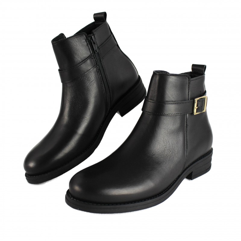 zerimar shoes Botines de piel con hebilla y cremallera modelo TENGA Último día