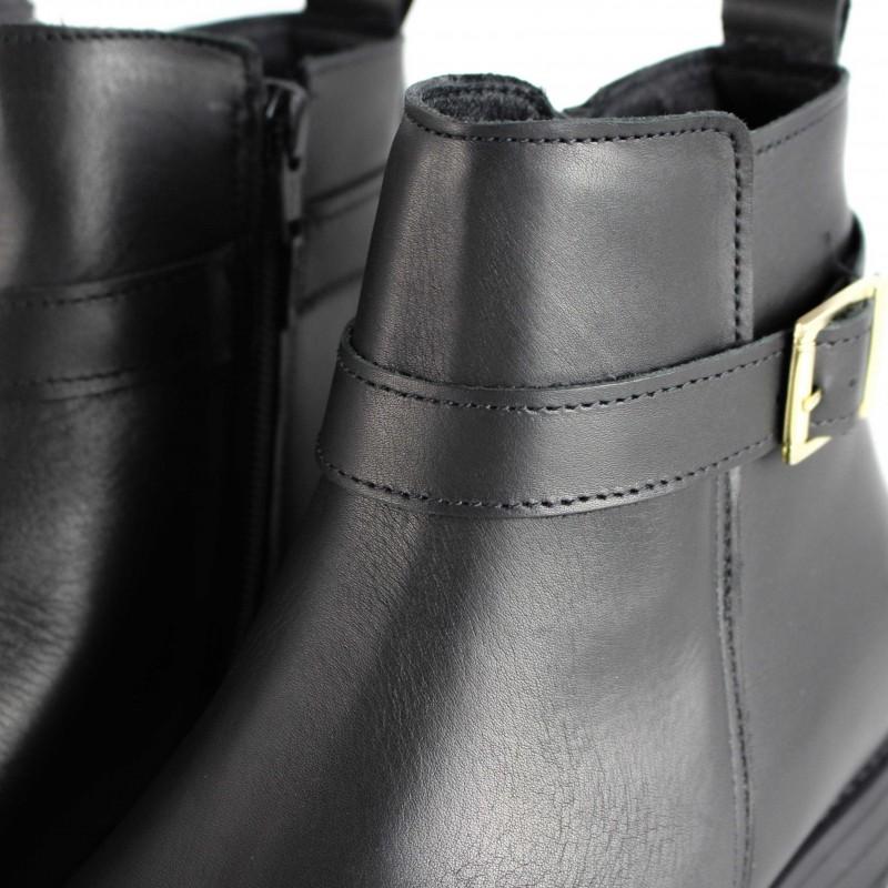 zerimar shoes Botines de piel con hebilla y cremallera modelo TENGA Último día
