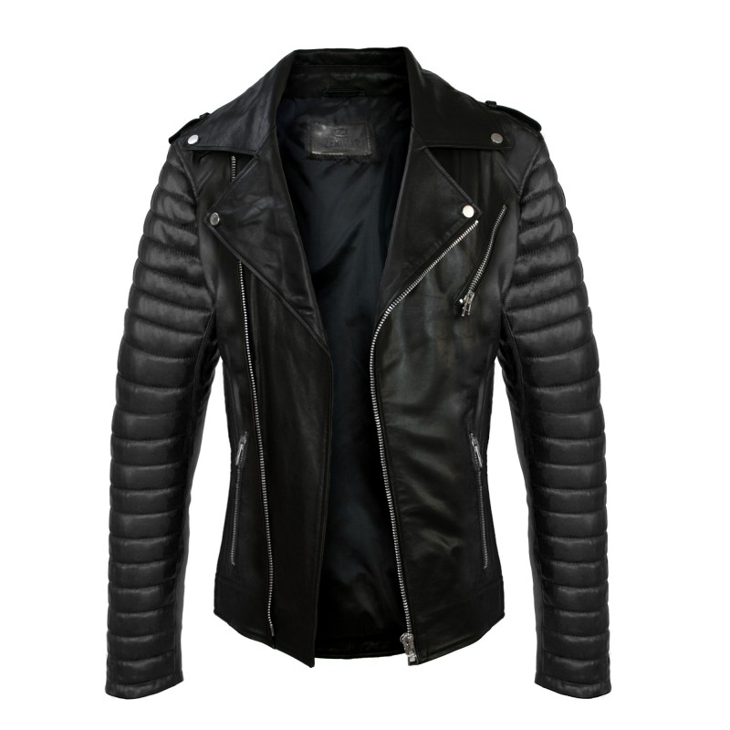 zerimar shoes Chaqueta heavy de cuero con cremallera CAPSULA Tienda de fábrica