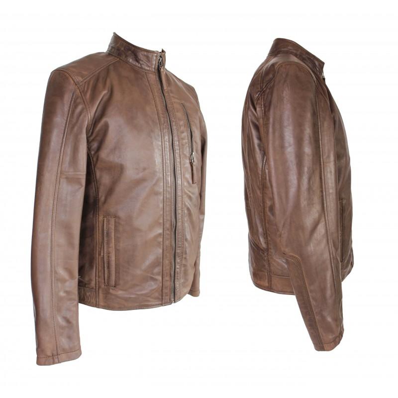 zerimar shoes Chaqueta de piel con cremallera ROCHA En línea