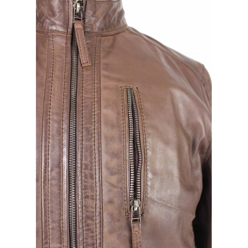 zerimar shoes Chaqueta de piel con cremallera ROCHA En línea